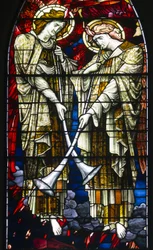 Jesmond, St George, Gateshead Stained Glass Co, J W Brown, TR Spence, Fenêtre Est, Le Jugement dernier